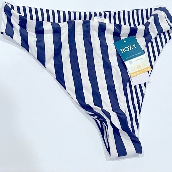 ROXY Juniors Paradise Reversible Bikini Bottoms Navy White Parallel XL New - Picture 15 of 16